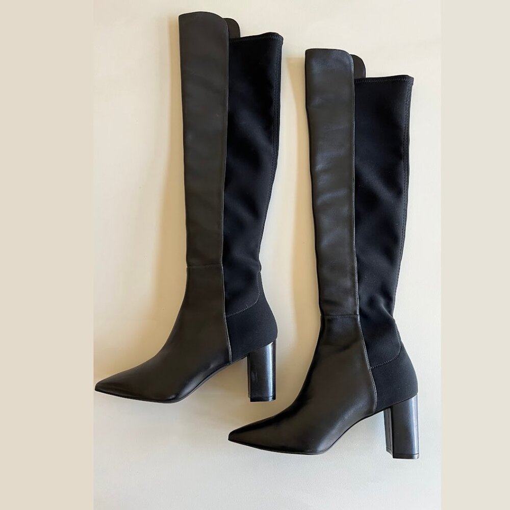 NWOT Stuart Weitzman Black Leather Over the Knee Boots Women 7